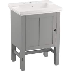 Tresham 24 in. W x 18 in. D x 33 in. H Single Sink Freestanding Bath Vanity in Mohair Grey with White Quartz Top
