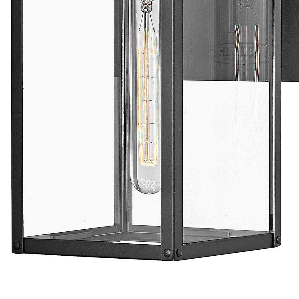 Black Aluminum Outdoor Wall Sconce with Clear Glass Panels