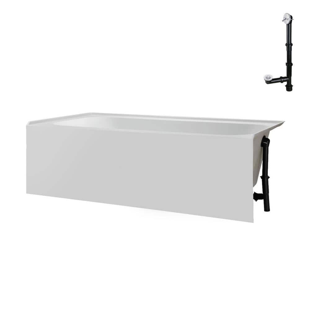 66" Glossy White Acrylic Right-Hand Drain Alcove Bathtub
