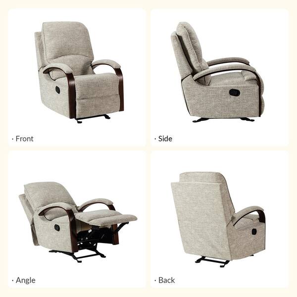 JAYDEN CREATION Joseph Genuine BEIGE Leather Swivel Manual Recliner with  Wooden Arm Accents and Straight Tufted Back Cushion (Set of 2)  RCCZ0827-BGE-S2 - The Home Depot