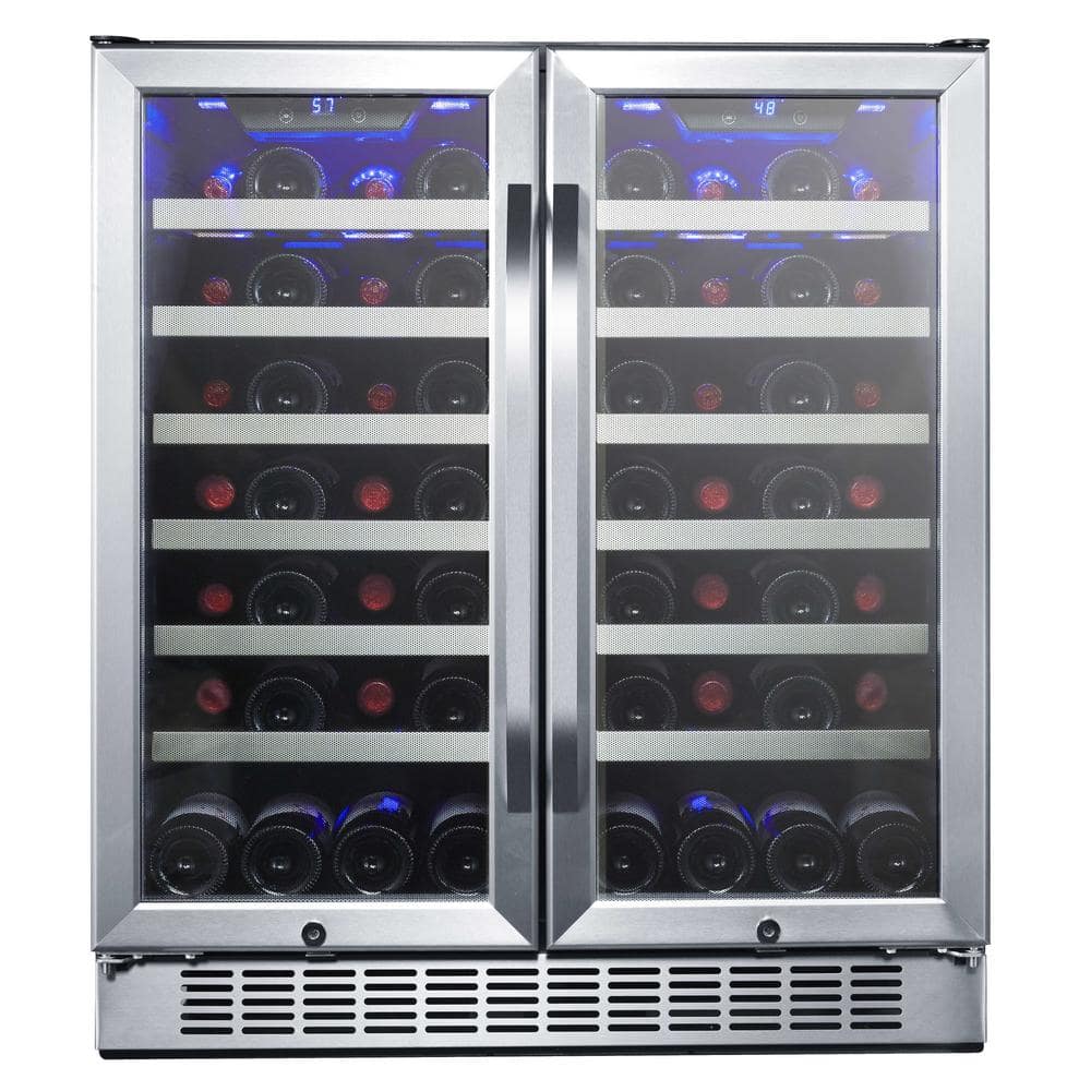 EdgeStar 30-Inch Stainless Steel Dual Zone Wine Cooler with Interior Lighting