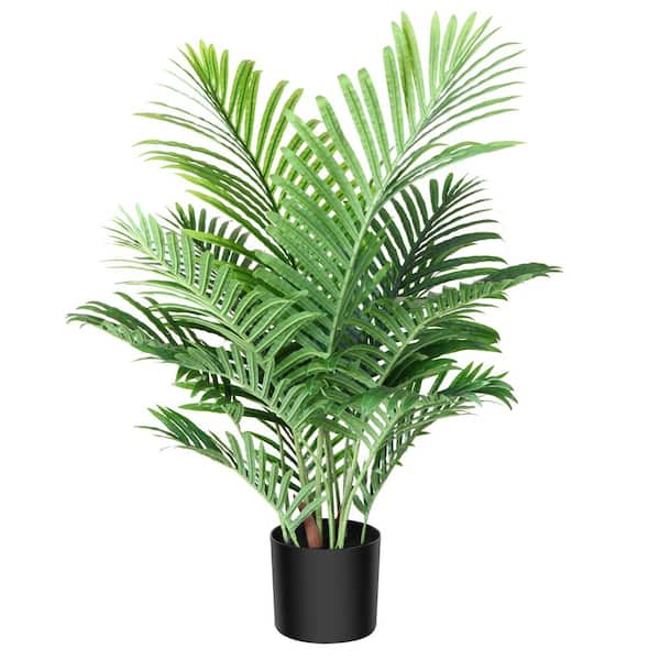 DR.Planzen 3 ft. Majestic Artificial Palm Plant, Tropical Faux Diesis Latescent Tree for Home Office Indoor Decor