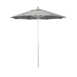 7.5 ft. Silver Aluminum Commercial Market Patio Umbrella with Fiberglass Ribs and Push Lift in Granite Sunbrella
