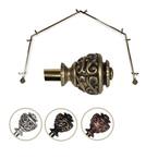 13/16" Dia Adjustable 4 Sided Bay Window Curtain Rod 28 to 48" (each side) in Antique Brass with Diana Finials