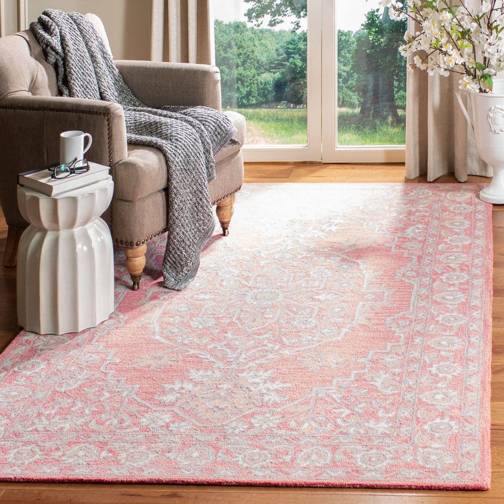 Ivory Hand-knotted Wool Rectangular Area Rug, 5' x 8'