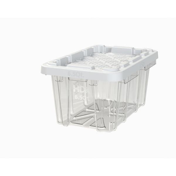 6.5-Qt Tough Storage Tote in Clear with White Lid