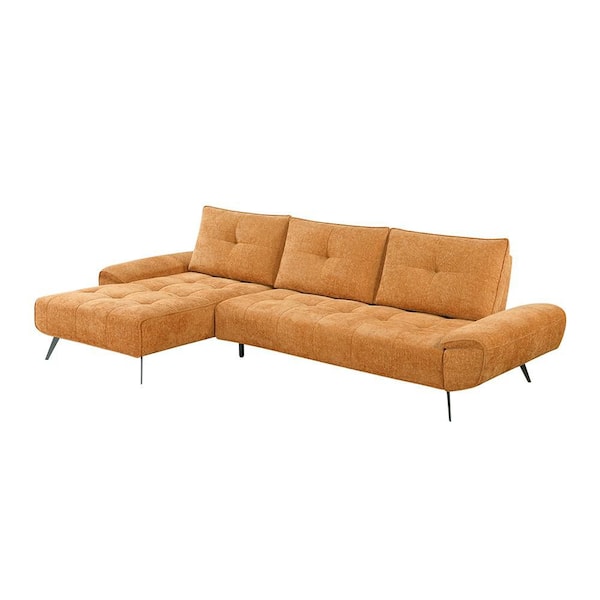 Daphine 125 in. Pillow Top Arm 2-Piece Chenille Fabric Sectional Sofa in Orange with Left Chaise