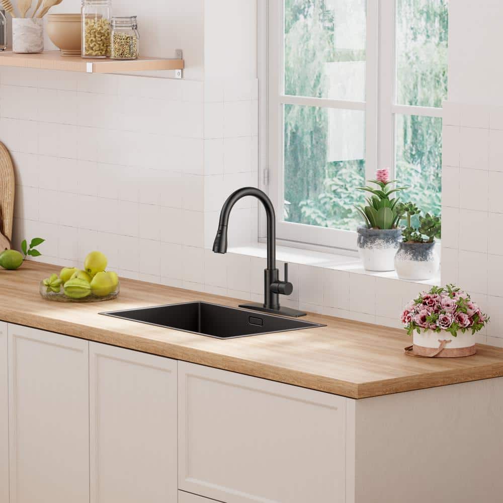 Oil Rubbed Bronze Pull Down Kitchen Faucet with Spray