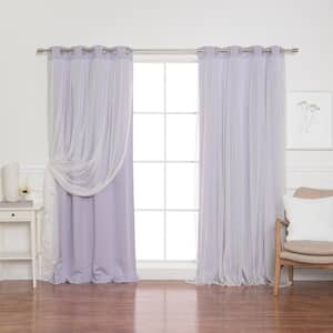 Lilac Lace Solid 52 in. W x 108 in. L Grommet Blackout Curtain (Set of 2)