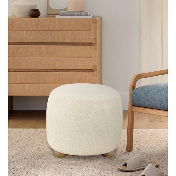 Lifestyle Solutions Corine Standard Round Ottoman in White