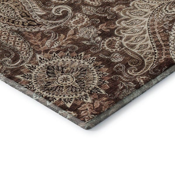 Mayfield Premium Machine Washable Abstract AMF1078 Brown 2 ft. 3 in. x 7 ft. 6 in. Runner Rug