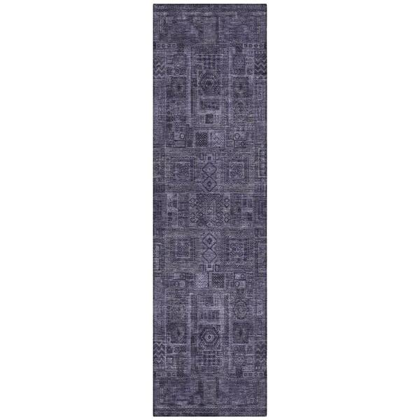 Chantille Machine Washable Indoor/Outdoor Abstract ACN2805 Eggplant 2 ft. x 7 ft. Runner Rug
