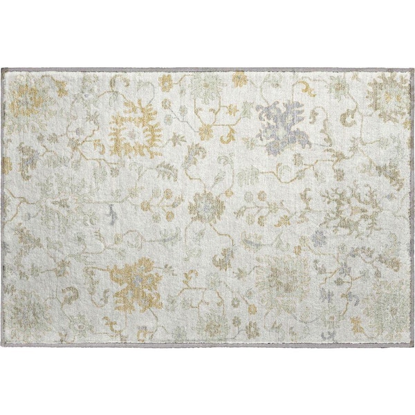 Mayfield Premium Machine Washable Abstract AMF1854 Ivory 2 ft. x 3 ft. Area Rug