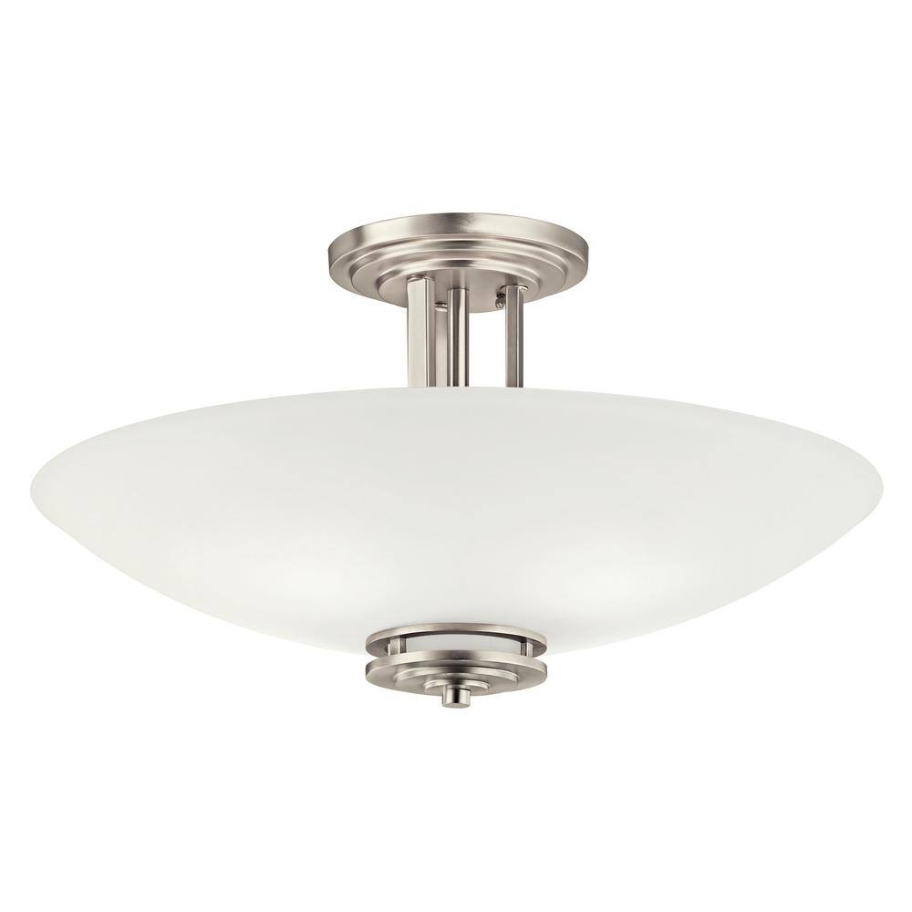 Brushed Nickel 24" Glass Bowl Semi-Flush Mount Light