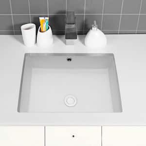 Classic 22 in. Ceramic Rectangular Undermount Bathroom Sink in White with Overflow