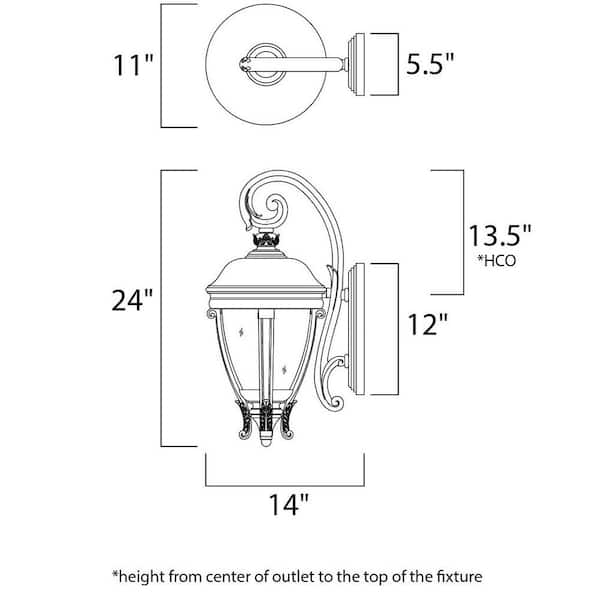 Camden Vivex 3-Light Black Outdoor Wall Lantern Sconce