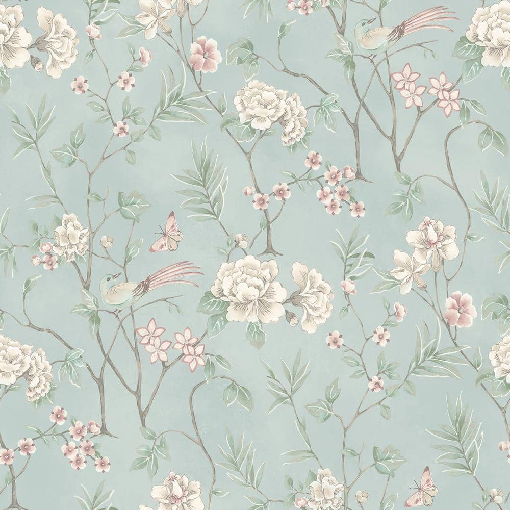 Blue Chinoiserie Garden Peel and Stick Wallpaper Sample