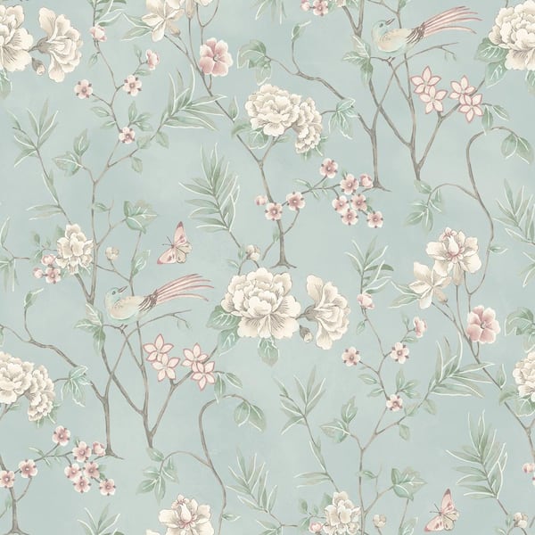 Blue Chinoiserie Garden Peel and Stick Wallpaper Sample