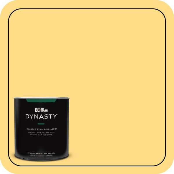 BEHR DYNASTY 1 qt. #340B-5 Yellow Brick Road Semi-Gloss Enamel Interior Stain-Blocking Paint and Primer