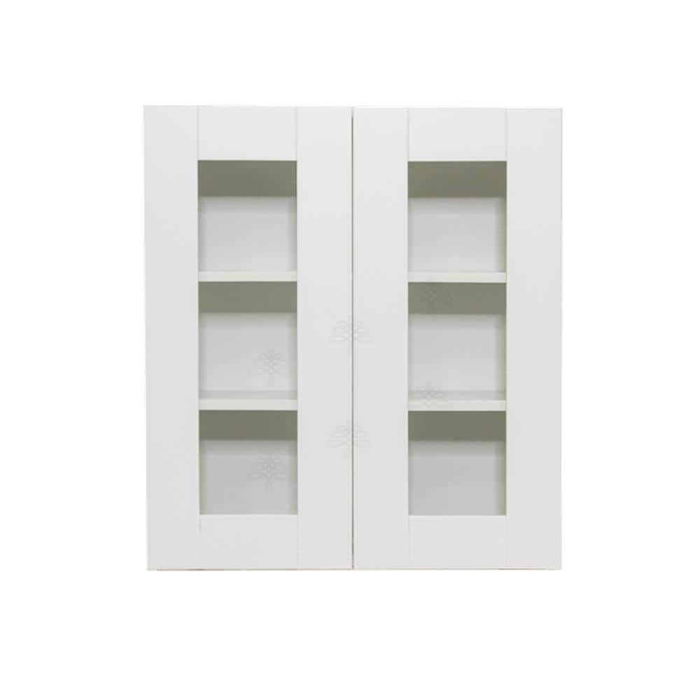 LIFEART CABINETRY Anchester White Plywood Glass Door Stock Assembled ...