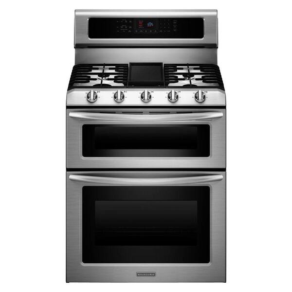 KitchenAid Architect Series II Double Oven Gas Range with Self-Cleaning Convection Oven in Stainless Steel