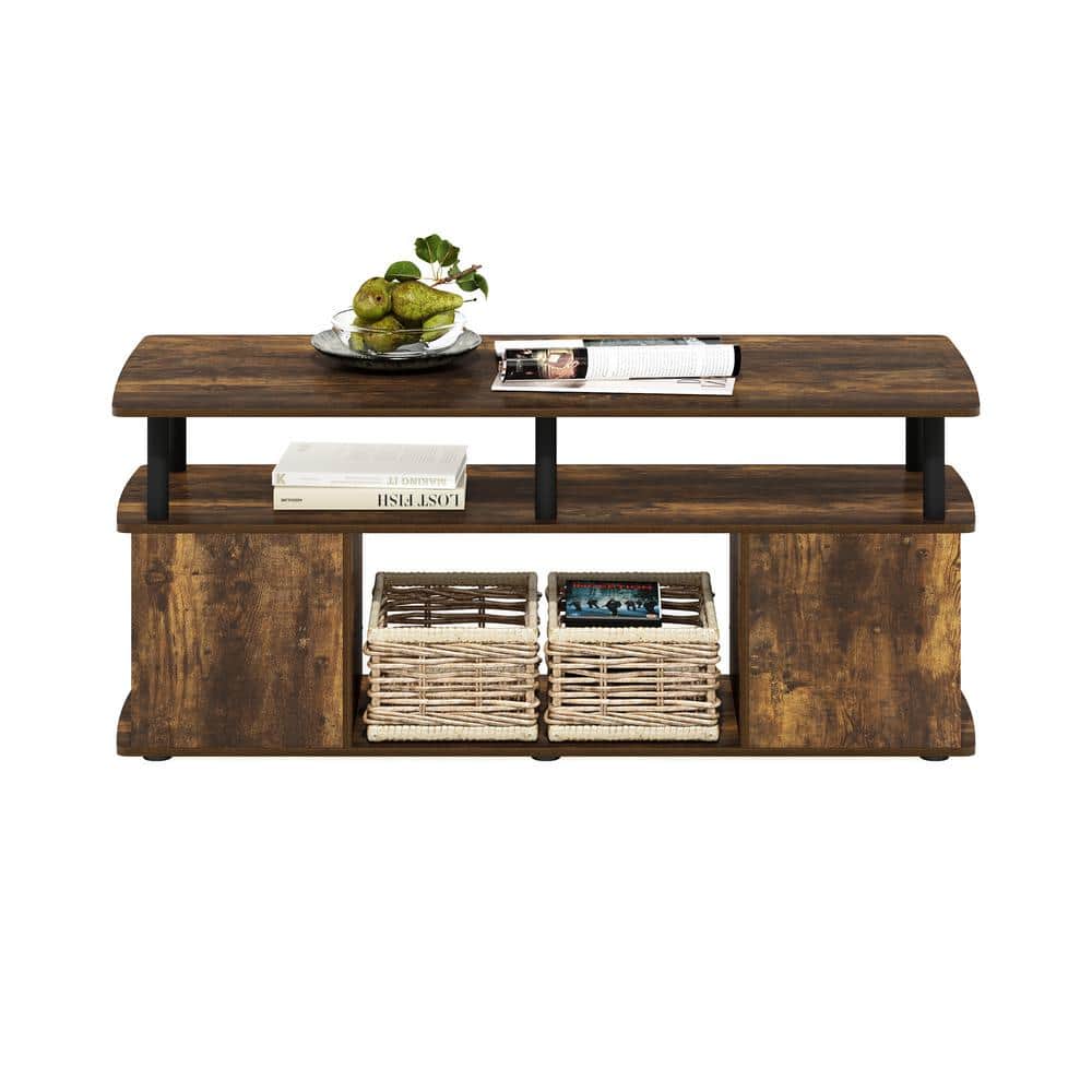 Amber Pine Rectangular Wood Coffee Table with Storage