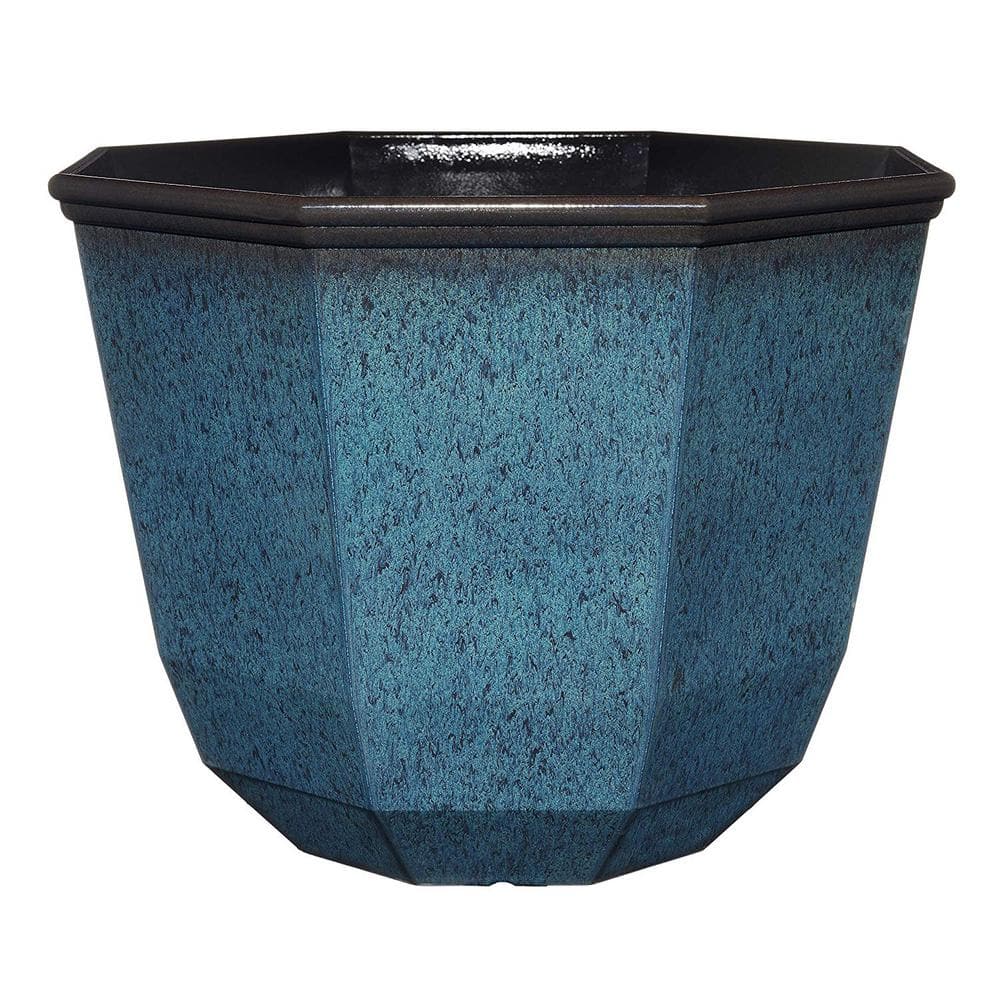 Shaina 15" Indigo Speckle Resin Outdoor Planter