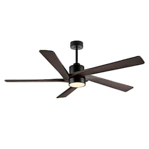 72 inch 5 Blades LED Indoor Black and Walnut Ceiling Fan with Remote