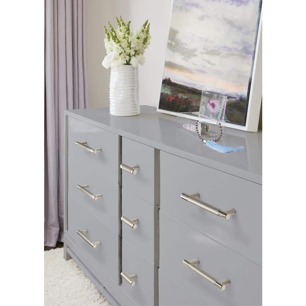 Polished Nickel T-Handle Cabinet Knob with Mounting Hardware