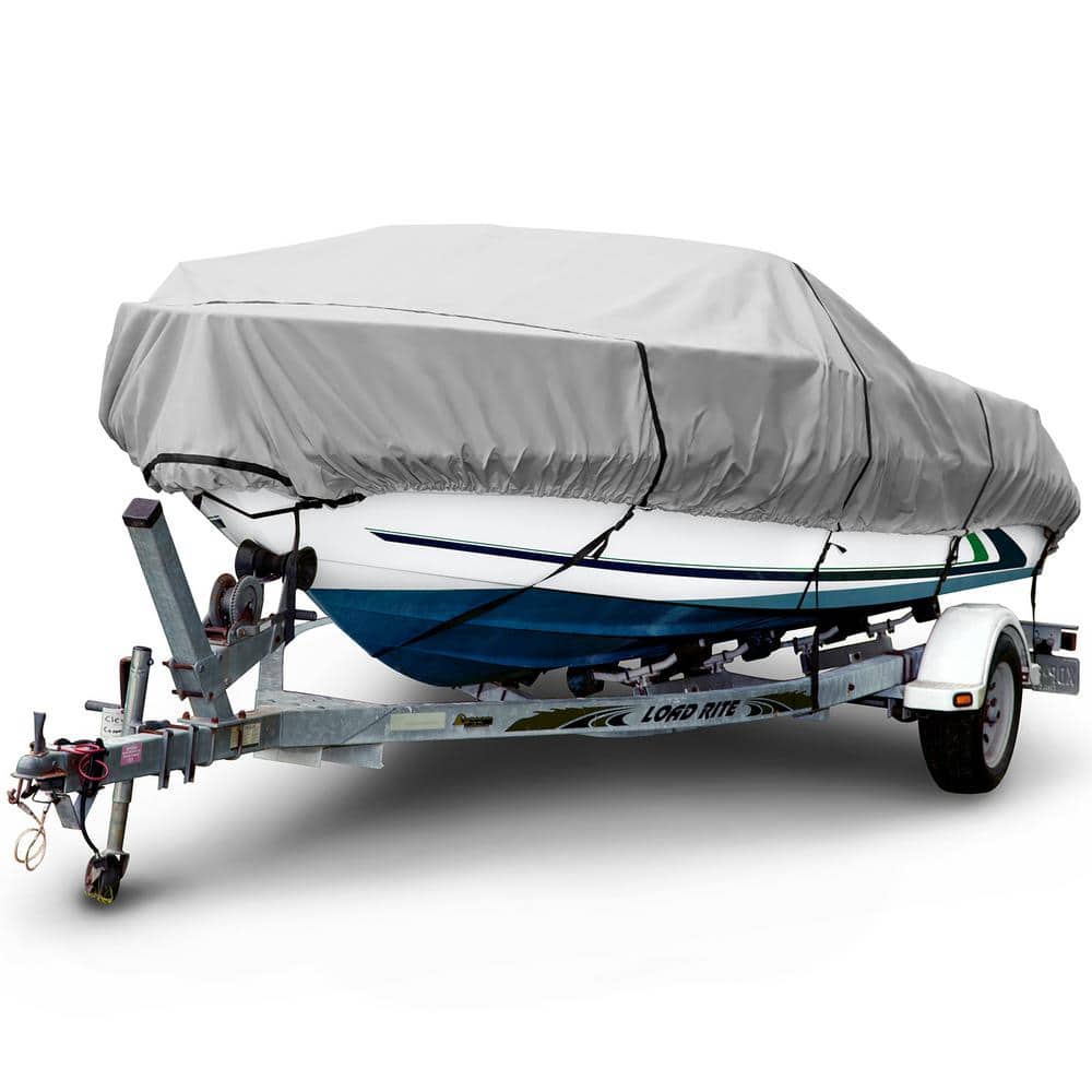Budge B-1211-X5 1200 Denier Flat Front Boat Cover Gray 17-19 Long Beam Width Up to 102 Waterproof UV Resistant Heavy Duty 