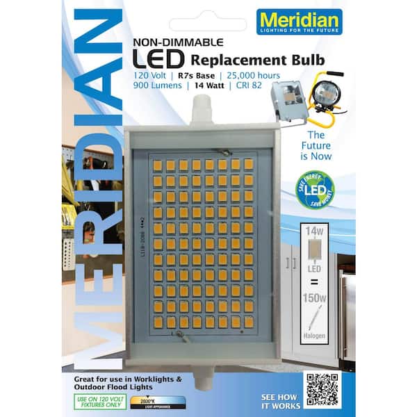 Meridian 150W Equivalent Soft White (2800K) R7s LED Light Bulb