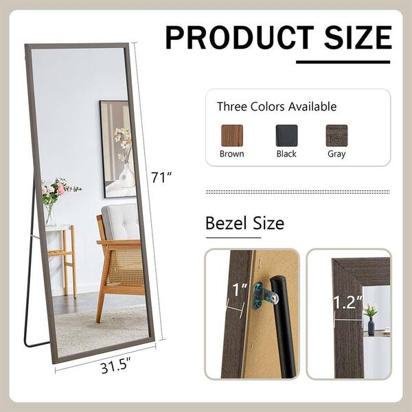 Blisstyle Gray 31.5 in. W x 71 in. H Modern Rectangle Glass Framed