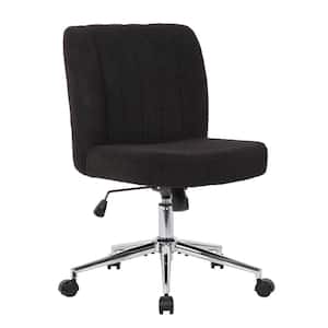 Boucle Fabric Adjustable Height Ergonomic Mid-Back Task Chair in Black/Black and without Arms