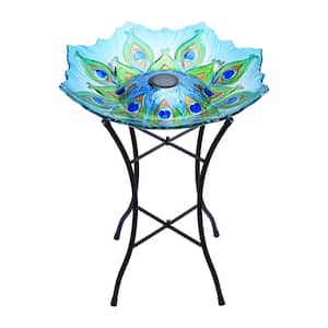 Outdoor Solar Birdbath with Metal Stand