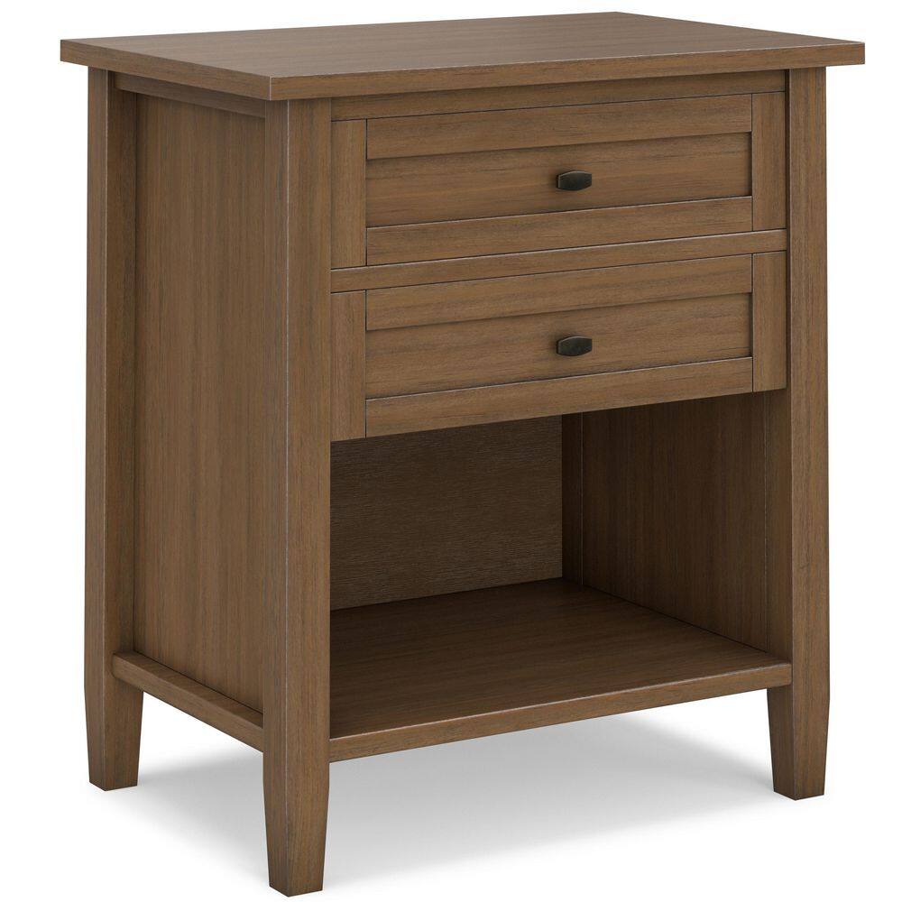 Warm Shaker 24 in. Wide Solid Wood Nightstand in Rustic Natural Aged Brown