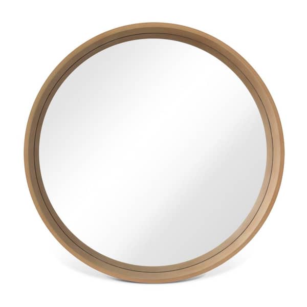 WallBeyond 28 in. Round Wall Mirror with Wooden Frame