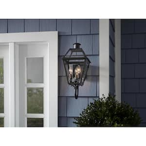 3-Light Brass Outdoor Wall Lantern Sconce