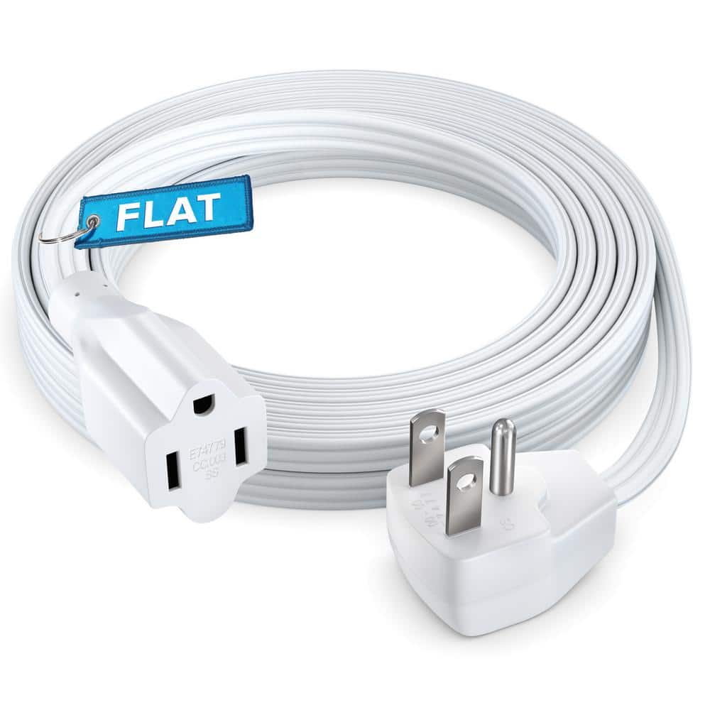 10 ft. 14/3 Medium/Heavy Duty Indoor Extension Cord Flat Plug Flat Wire, 15Amps, White price history on PriceWatchPro
