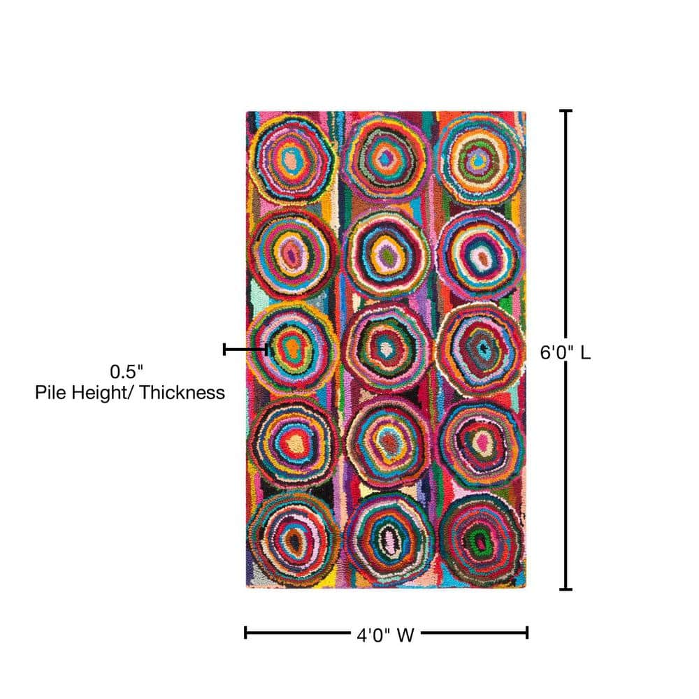Handmade Multicolor Cotton Tufted Abstract Rectangular Rug 4' x 6'