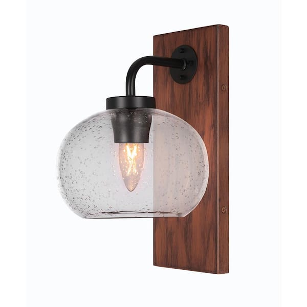 Unbranded Kirby 1-Light Matte Black and Painted Wood-look Metal Wall Sconce
