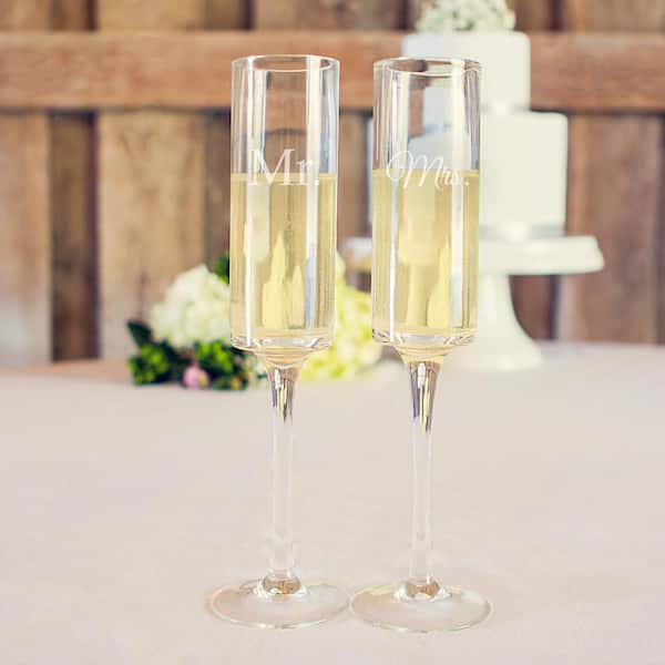 Mrs and Mrs Contemporary Champagne Flutes Style MRS3668 Cathys Concepts 