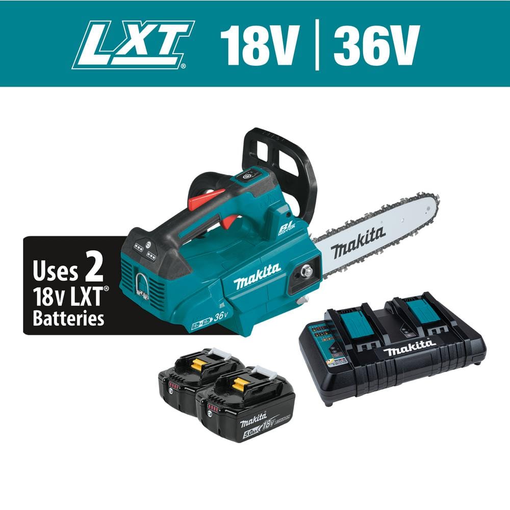 Makita LXT 14 in. 18V X2 (36V) Lithium-Ion Brushless Battery Top Handle  Chain Saw Kit (5.0Ah) XCU08PT - The Home Depot