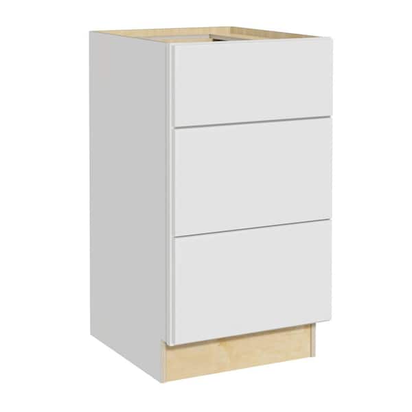 Hargrove 15 in. W x 24 in. D x 34.5 in. H Assembled Plywood Drawer Base Kitchen Cabinet in Vesper White with Soft Close