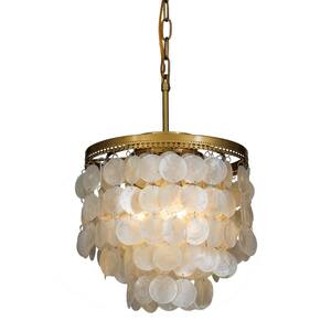 Dickison 3-Light Statement Tiered Brass Chandelier with Seashell AccentsPendant Ceiling Lighting Chandelier