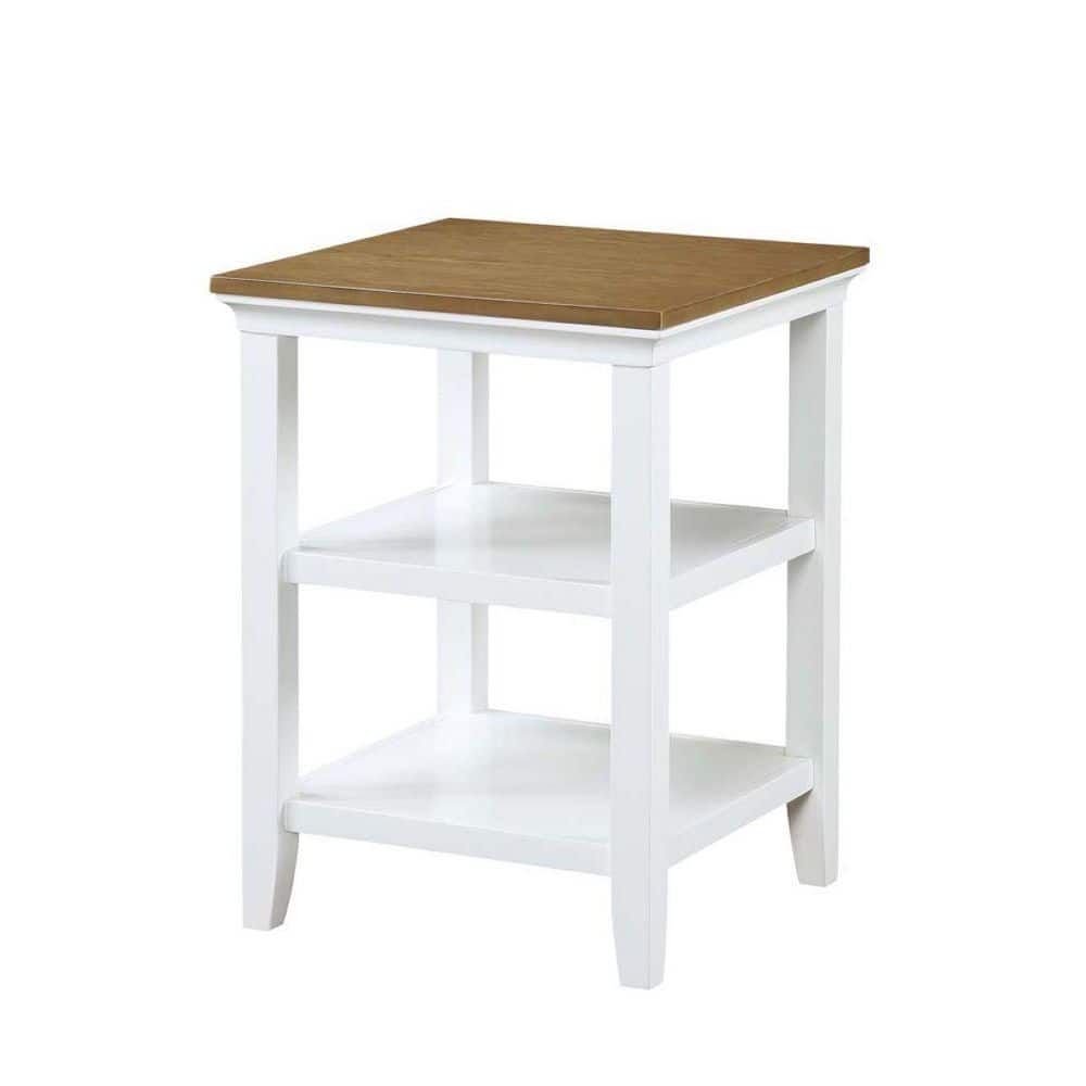 Tribeca Driftwood & White Square End Table with Storage Shelves
