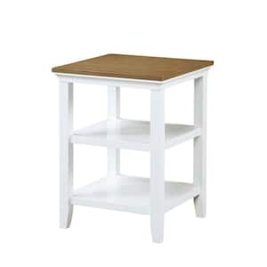 Tribeca 18 in. Driftwood/White Square Rubber Wood End Table with Shelves