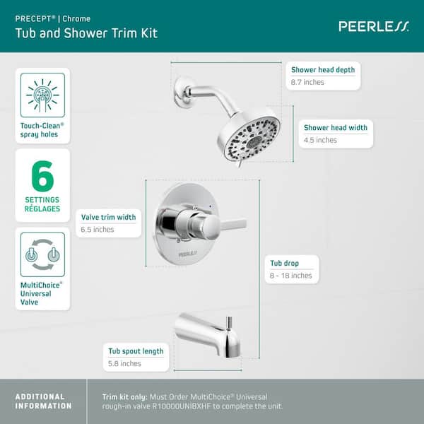 Peerless Precept 1-Handle Wall-Mount Tub and Shower Faucet Trim