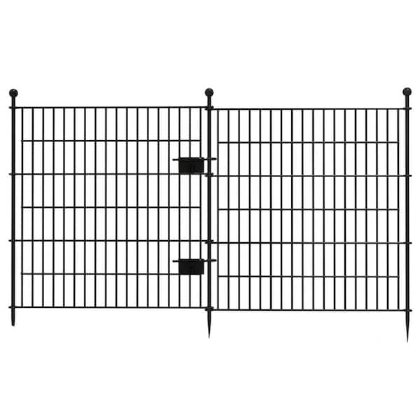 32 in. x 23.6 ft. No Dig Rustproof Metal Wire Panel Border Animal Barrier Fencing Patio Temporary Ground Stakes, 10-Pack