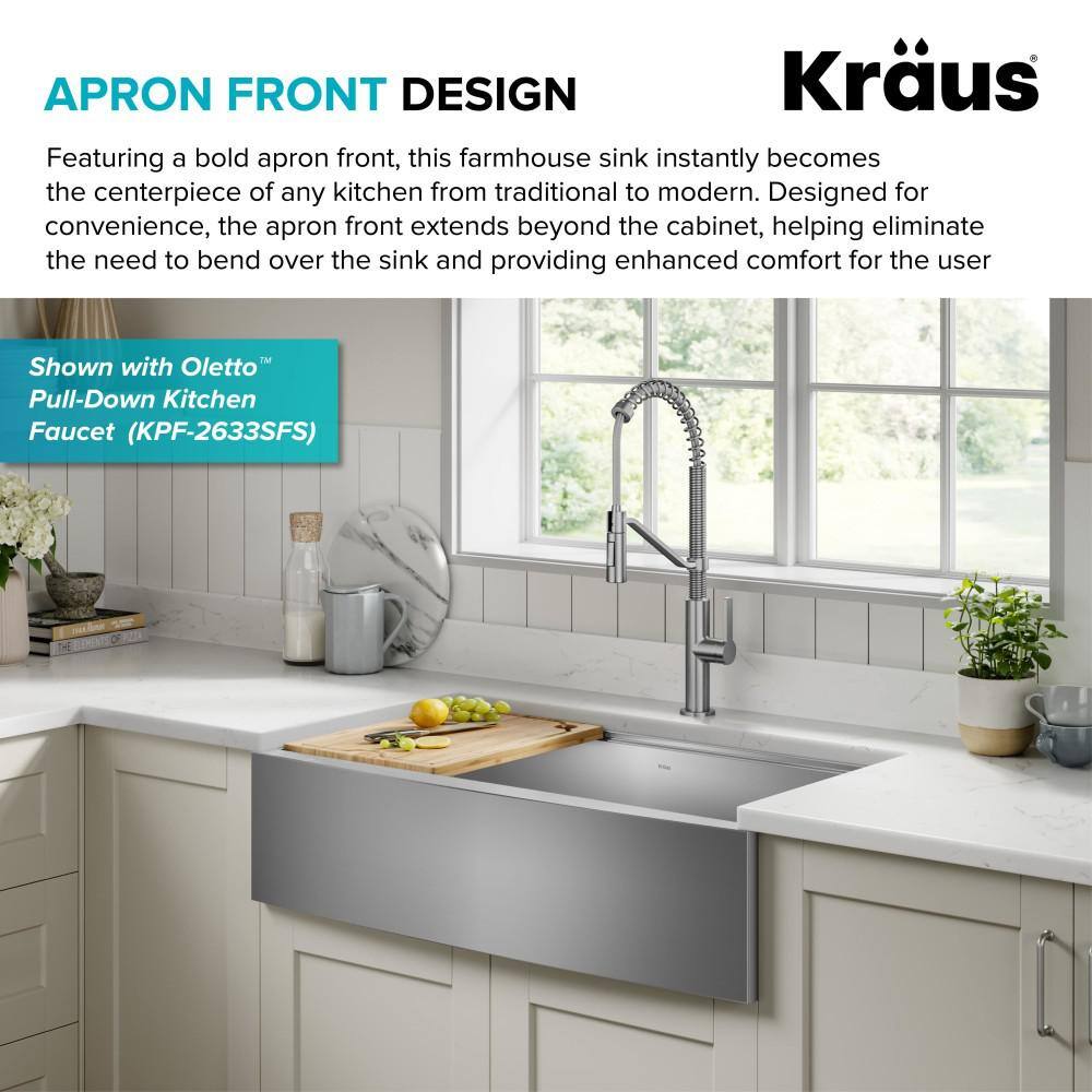 Kore 36-Inch Stainless Steel Farmhouse Workstation Sink with Accessories