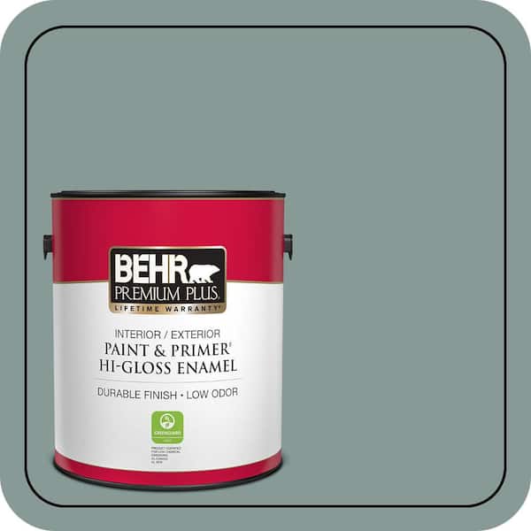 BEHR PREMIUM PLUS 1 gal. #N430-4 Rainy Afternoon Hi-Gloss Enamel Interior/Exterior Paint & Primer